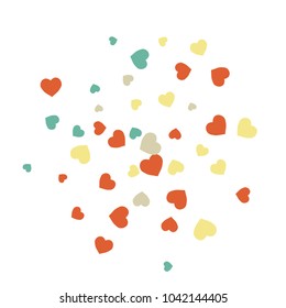 Vector Confetti Background Pattern.  Element of design.  Colored hearts on a white background