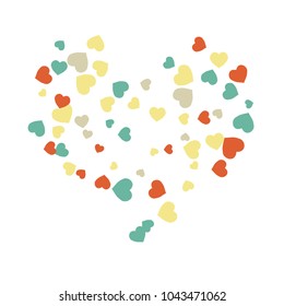 Vector Confetti Background Pattern.  Element of design.  Colored hearts on a white background