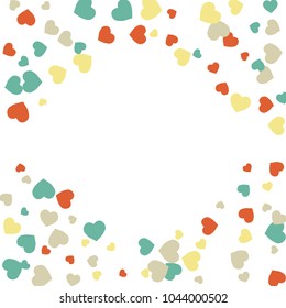 Vector Confetti Background Pattern.  Element of design.  Colored hearts on a white background