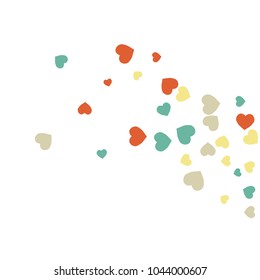Vector Confetti Background Pattern.  Element of design.  Colored hearts on a white background