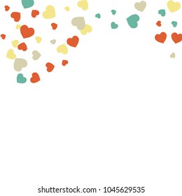 Vector Confetti Background Pattern.  Element of design.  Colored hearts on a white background