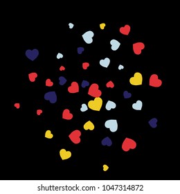 Vector Confetti Background Pattern.  Element of design.  Colored hearts on a black background