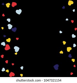 Vector Confetti Background Pattern.  Element of design.  Colored hearts on a black background