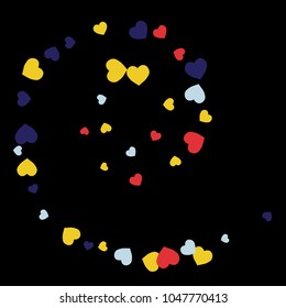 Vector Confetti Background Pattern.  Element of design.  Colored hearts on a black background