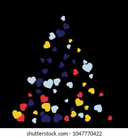 Vector Confetti Background Pattern.  Element of design.  Colored hearts on a black background