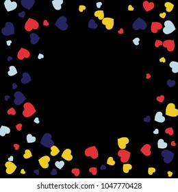 Vector Confetti Background Pattern.  Element of design.  Colored hearts on a black background