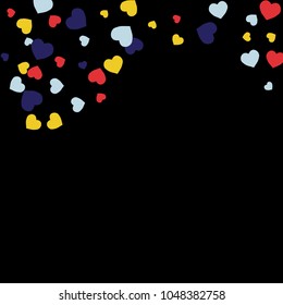 Vector Confetti Background Pattern.  Element of design.  Colored hearts on a black background 
