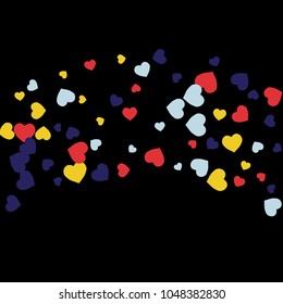 Vector Confetti Background Pattern.  Element of design.  Colored hearts on a black background

