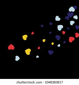 Vector Confetti Background Pattern.  Element of design.  Colored hearts on a black background

