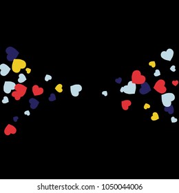 Vector Confetti Background Pattern.  Element of design.  Colored hearts on a black background
white black

