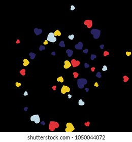 Vector Confetti Background Pattern.  Element of design.  Colored hearts on a black background
white black
