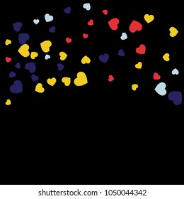 Vector Confetti Background Pattern.  Element of design.  Colored hearts on a black background
white black
