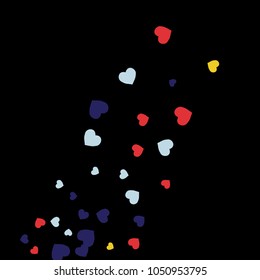 Vector Confetti Background Pattern.  Element of design.  Colored hearts on a black background
white black
