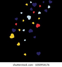 Vector Confetti Background Pattern.  Element of design.  Colored hearts on a black background
white black
