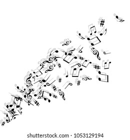 Vector Confetti Background Pattern. Element of design. Music Signs on a black Background
