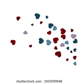 Vector Confetti Background Pattern.  Element of design.  Colored hearts on a white background