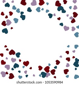 Vector Confetti Background Pattern.  Element of design.  Colored hearts on a white background