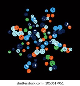 Vector Confetti Background Pattern. Element of design. Colored emoticons on a white background
