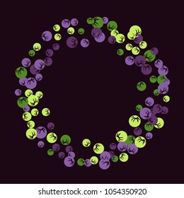 Vector Confetti Background Pattern. Element of design. Colored stylized berries on a black background
