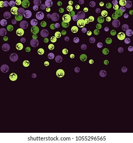 Vector Confetti Background Pattern. Element of design. Colored stylized berries on a black background
