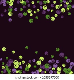 Vector Confetti Background Pattern. Element of design. Colored stylized berries on a black background
