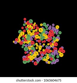 Vector Confetti Background Pattern. Element of design. Colored buttons on a black background