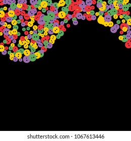 Vector Confetti Background Pattern. Element of design. Colored buttons on a black background