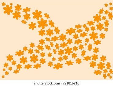 Vector Confetti Background Pattern. Element of design.  Orange flowers on a Yellow background