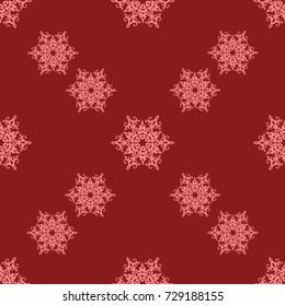 Vector Confetti Background Pattern. Element of design. Pink snowflakes on a red background