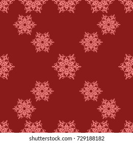 Vector Confetti Background Pattern. Element of design. Pink snowflakes on a red background