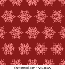 Vector Confetti Background Pattern. Element of design. Pink snowflakes on a red background