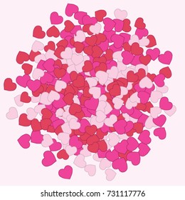 Vector Confetti Background Pattern. Element of design. Colored hearts on a pink background