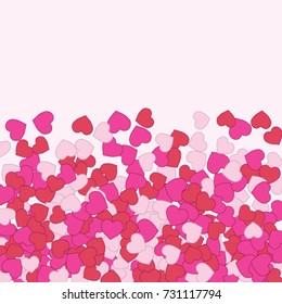 Vector Confetti Background Pattern. Element of design. Colored hearts on a pink background