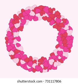 Vector Confetti Background Pattern. Element of design. Colored hearts on a pink background