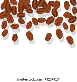 Vector Confetti Background Pattern. Element of design. Coffee beans on a white background