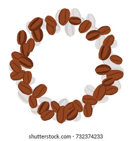 Vector Confetti Background Pattern. Element of design. Coffee beans on a white background