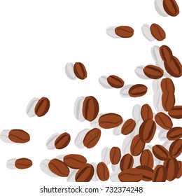 Vector Confetti Background Pattern. Element of design. Coffee beans on a white background
