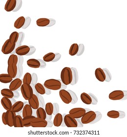 Vector Confetti Background Pattern. Element of design. Coffee beans on a white background