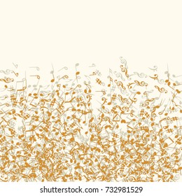 Vector Confetti Background Pattern. Element of design. Music Signs on a Orange Background