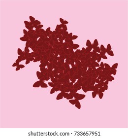 Vector Confetti Background Pattern. Element of design. Red butterflies on a pink background