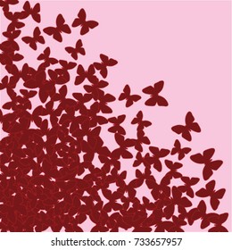 Vector Confetti Background Pattern. Element of design. Red butterflies on a pink background