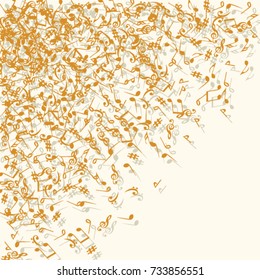 Vector Confetti Background Pattern. Element of design. Music Signs on a Orange Background