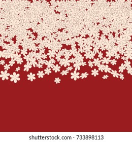 Vector Confetti Background Pattern. Element of design.  Pink flowers on a red background