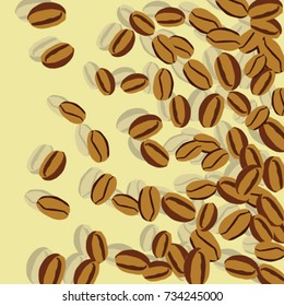 Vector Confetti Background Pattern. Element of design. Coffee beans on a yellow background