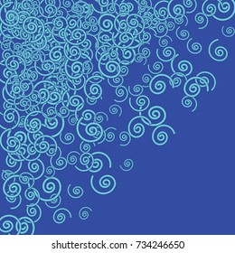 Vector Confetti Background Pattern. Element of design. Blue spirals on a blue background