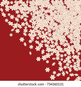 Vector Confetti Background Pattern. Element of design.  Pink flowers on a red background