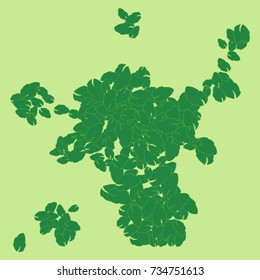 Vector Confetti Background Pattern. Element of design. Colored leaves on a green background