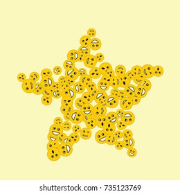 Vector Confetti Background Pattern. Element of design. Yellow emoticons on a yellow background