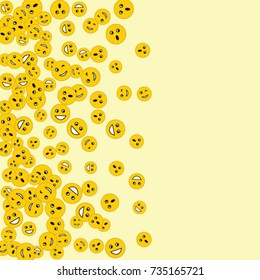 Vector Confetti Background Pattern. Element of design. Yellow emoticons on a yellow background