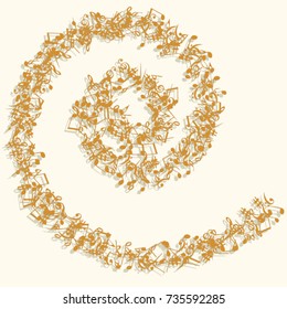 Vector Confetti Background Pattern. Element of design. Music Signs on a Orange Background